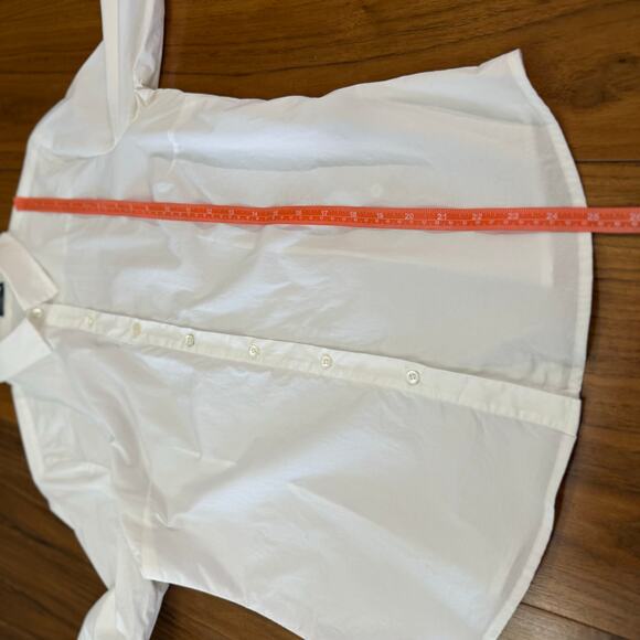 J McLaughlin Button Down Shirt Size 6 White Collar Long Sleeve Cotton Classic - Picture 8 of 14